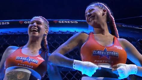 karina pedro flashes crowd|Two MMA fighters surprise crowd as they kiss during。